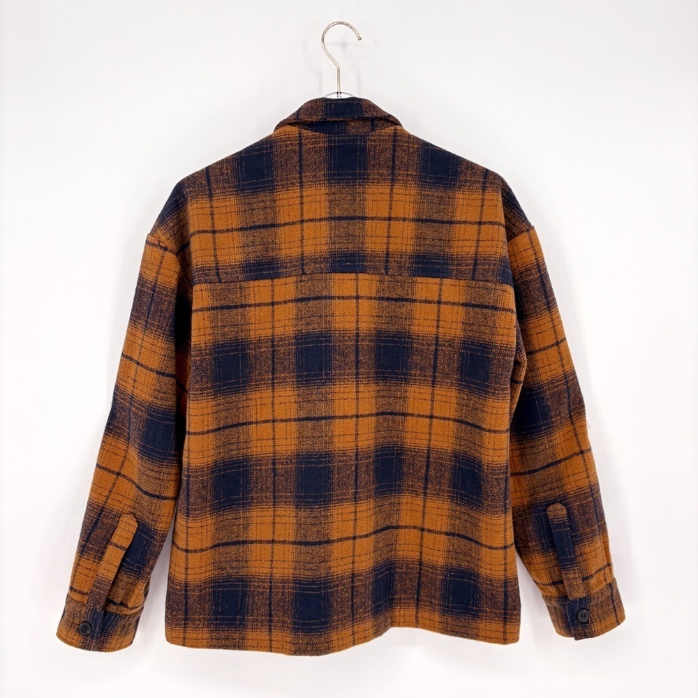 AMANDA UPRICHARD Hollis Shirt Jacket in Navy Gold Plaid M - Picture 9 of 11